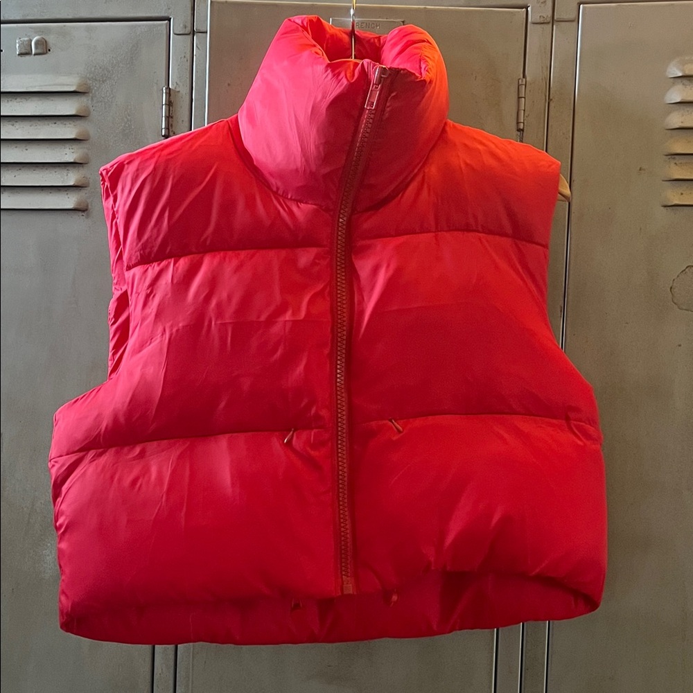 Women's Red Puffer Vest